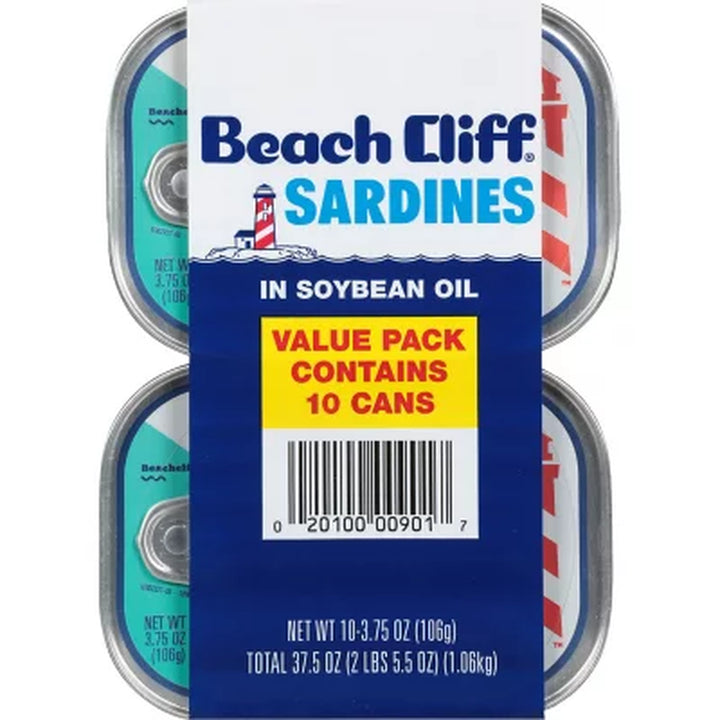Beach Cliff Sardines in Soybean Oil 3.75 Oz., 10 Ct.