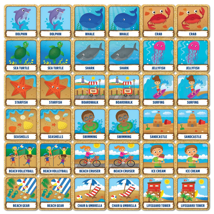 Masterpieces Officially Licensed Beach Life Matching Game for Kids and Families.