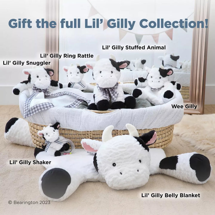 Bearington Lil' Gilly 5.5 Inch Cow Baby Rattle - Baby Wrist Rattles - Plush Rattles for Baby Cow Rattle