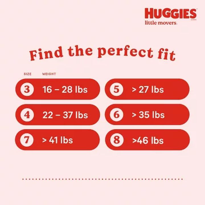 Huggies Little Movers Baby Diapers, Size 3-8
