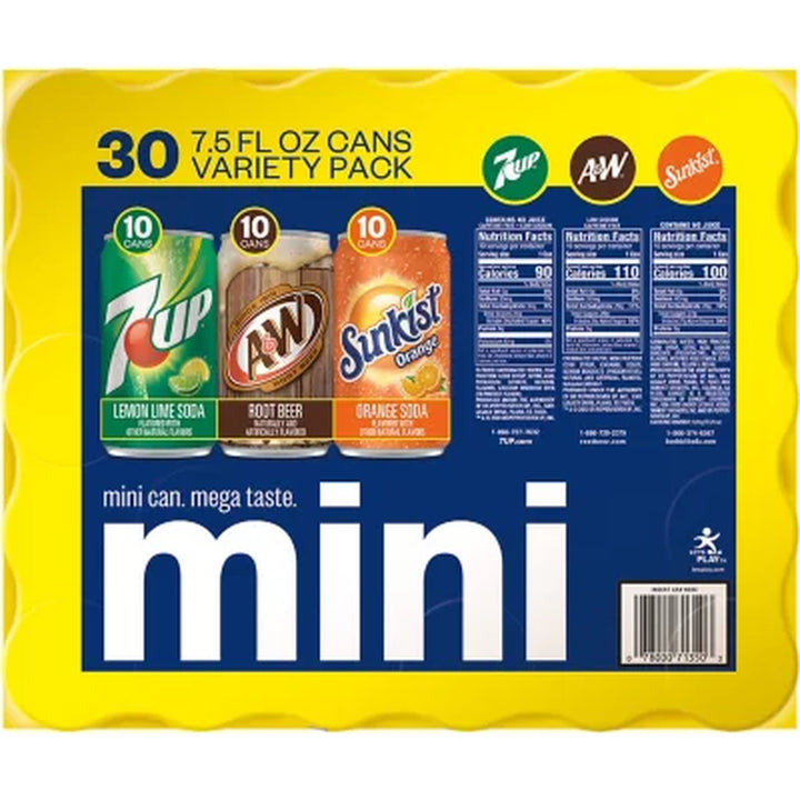 7UP, A&W Root Beer and Sunkist Variety Pack 7.5 Fl. Oz., 30 Pk.