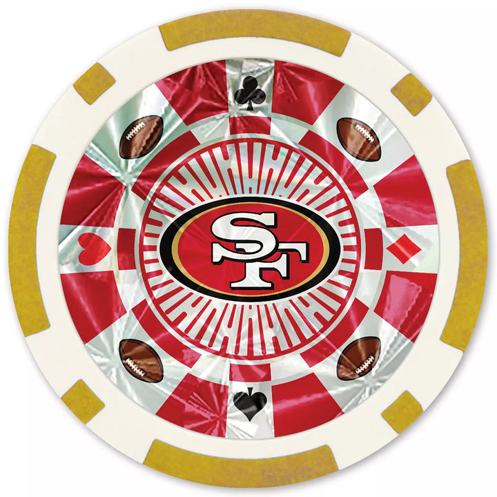 Masterpieces Casino Style 20 Piece 11.5 Gram Poker Chip Set NFL San Francisco 49Ers Gold Edition.