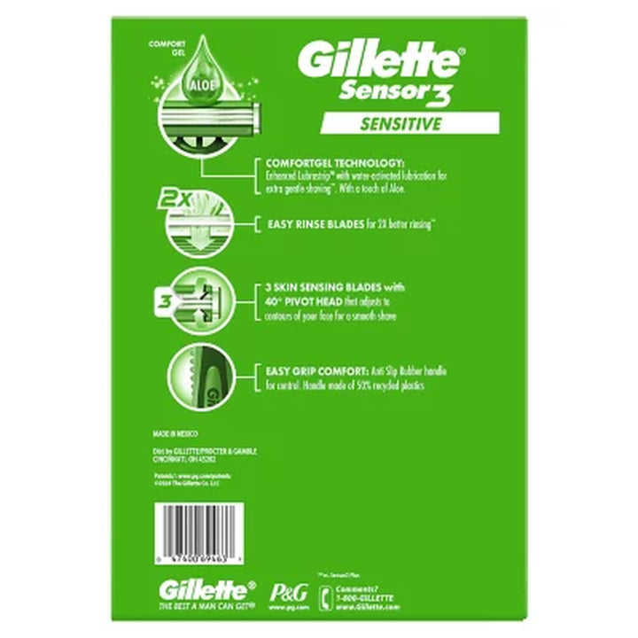 Gillette Sensor3 Sensitive Men'S Disposable Razor, 24 Ct.