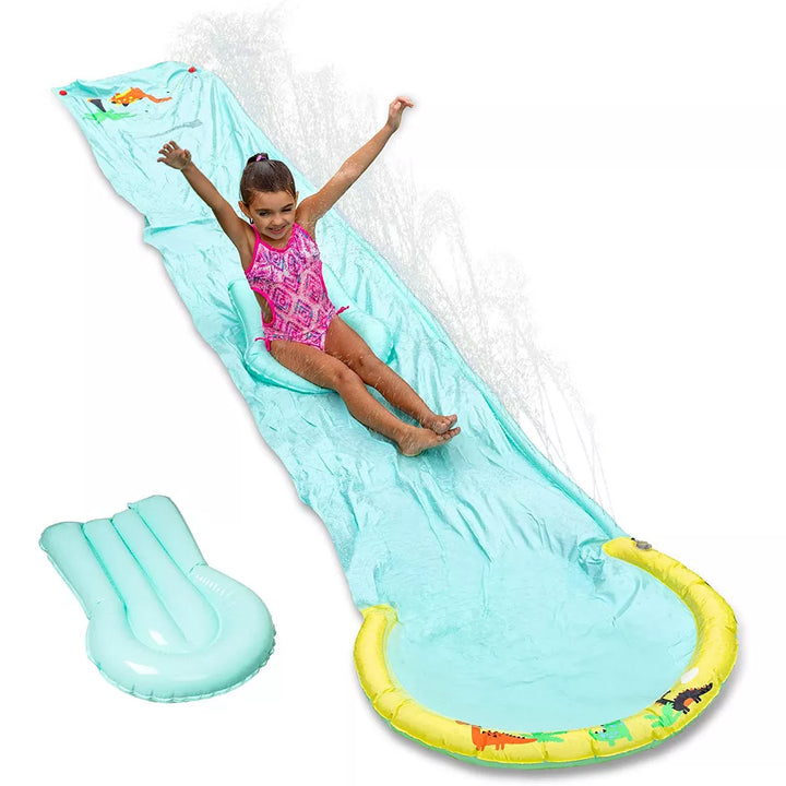 Hoovy HV-665 Giant 16 Foot Outdoor Lawn Water Splash Slip and Slide Play Center with Inflatable Bodyboard and Hose Attachment for Kids and Adults