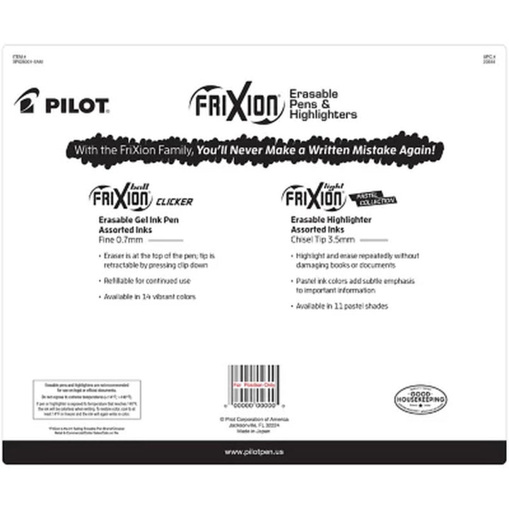 Pilot, Frixion Assorted Gel and Highlighters 12 Pack