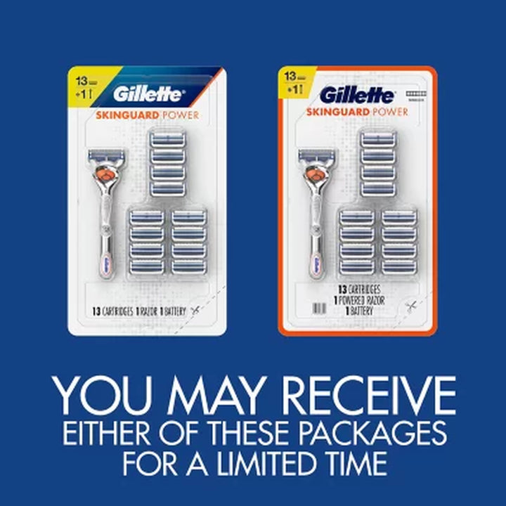 Gillette Skinguard Power Men'S Razor Handle + 13 Cartridges