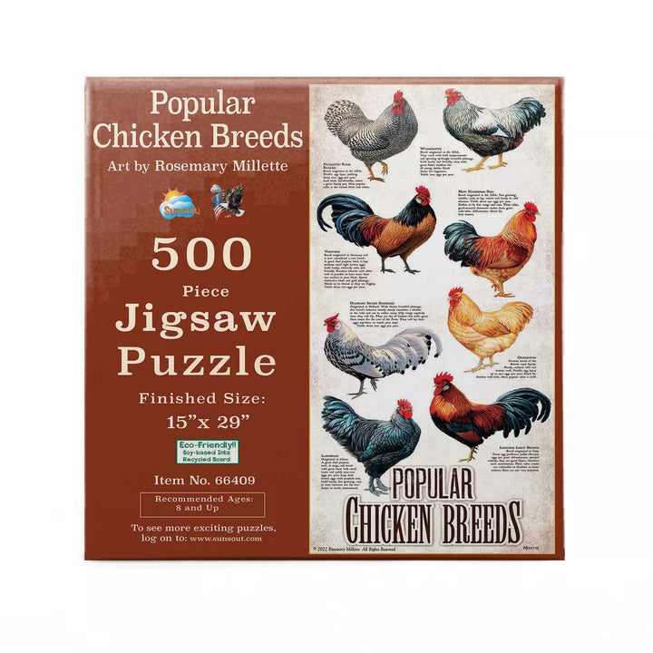 Sunsout Popular Chicken Breeds 500 Pc Jigsaw Puzzle 66409