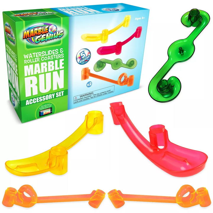 Marble Genius Waterslides & Roller Coasters Marble Run Accessory Set (5 Pcs.): Your Ultimate Marble Track Race Set and Maze