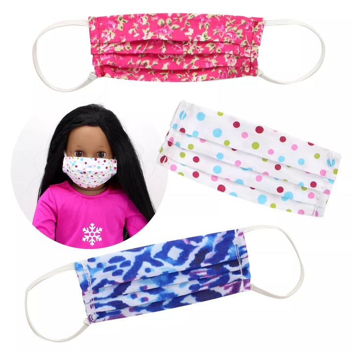 Sophia’S Set of 3 Printed Face Masks for 18” Dolls & Stuffed Animals, Multi