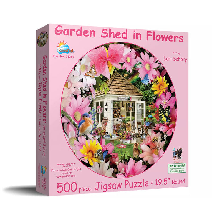 Sunsout Garden Shed in Flower 500 Pc round Jigsaw Puzzle 35254