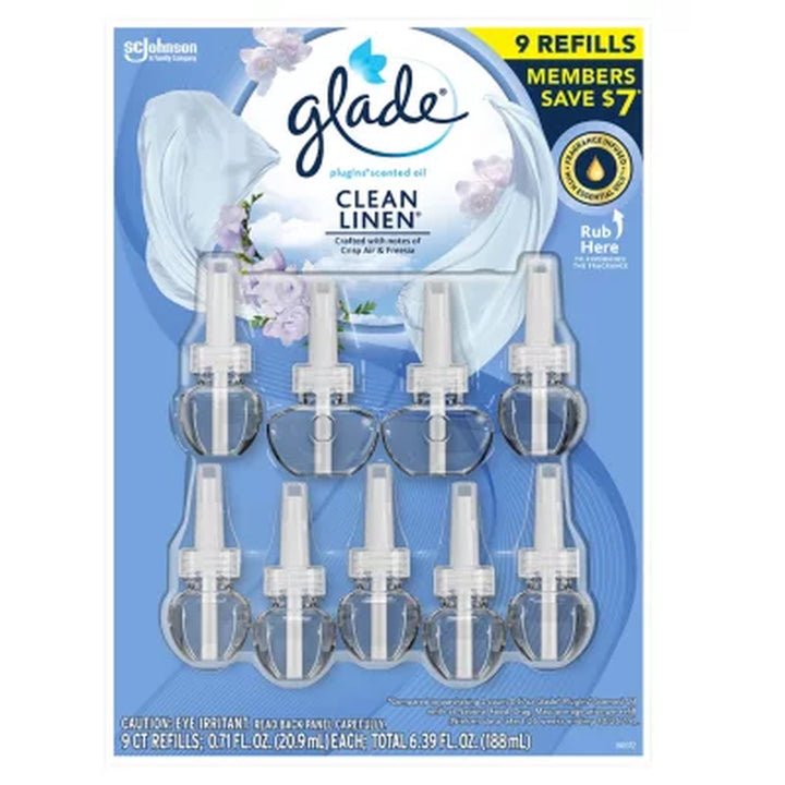 Glade Plugins Scented Essential Oil Refills, Choose Scent 6.39 Fl. Oz., 9 Ct.