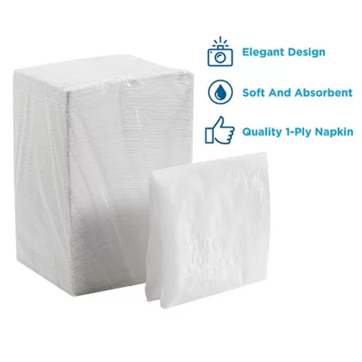 Marathon Embossed Dinner Napkins, 1-Ply, 16" X 16", White 500/Pk., 3 Pk.