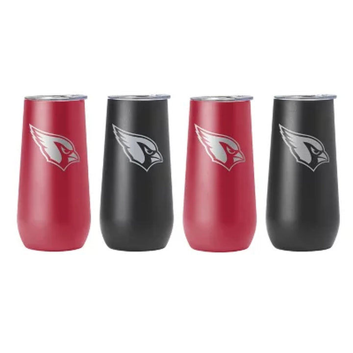 Logo Brands NFL 10Oz Stainless Steel Insulated Tumblers with Lids, 4 Pack, Assorted Teams