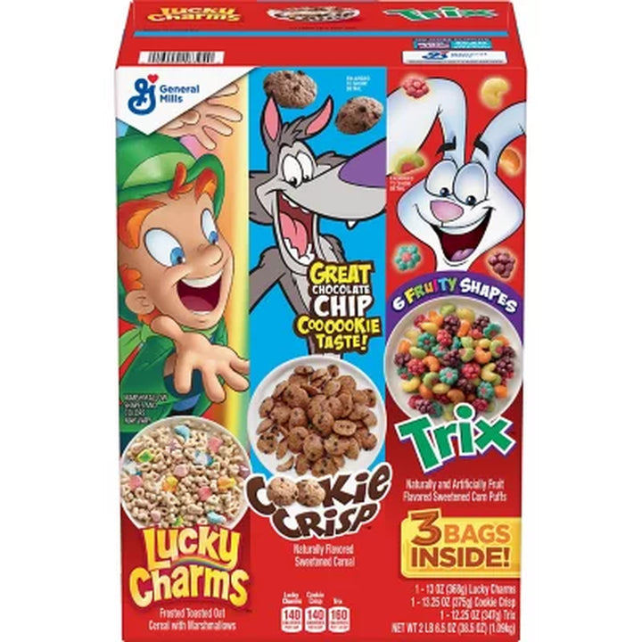 Lucky Charms, Cookie Crisp and Trix Kid Cereal, Variety Pack, 38.5 Oz., 3 Pk.