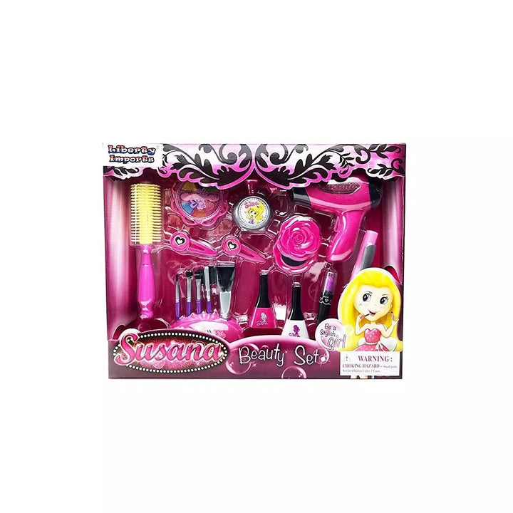 Link Worldwide Pink Beauty Fashion Hair Salon Play Set Pretend Play Toy Comes with 18 Different Fashion Beauty Accessories - Pink