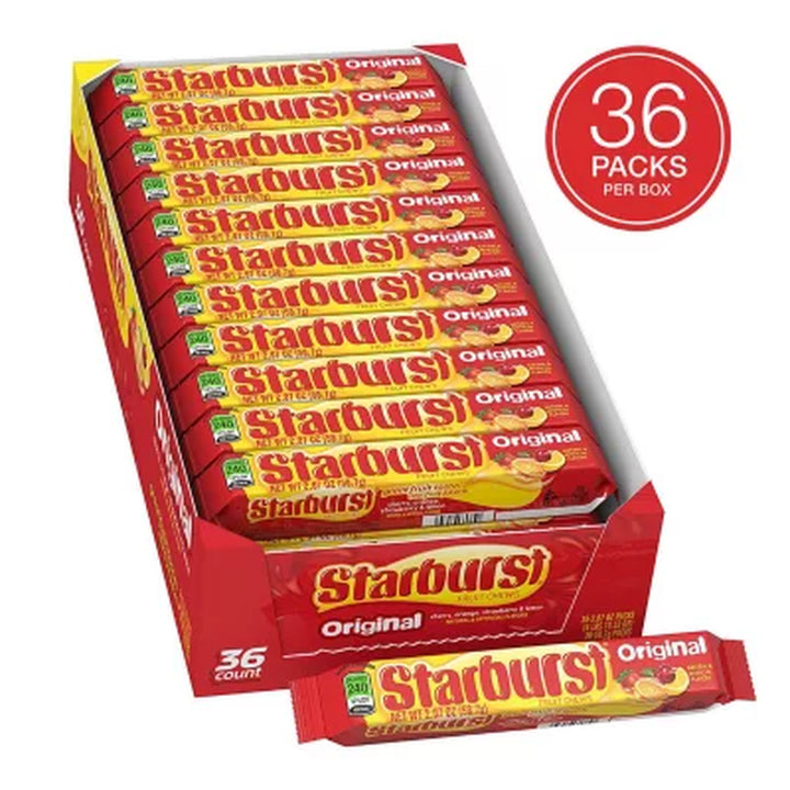 Starburst Original Fruity Chewy Candy, Full Size, 2.07 Oz., 36 Ct.