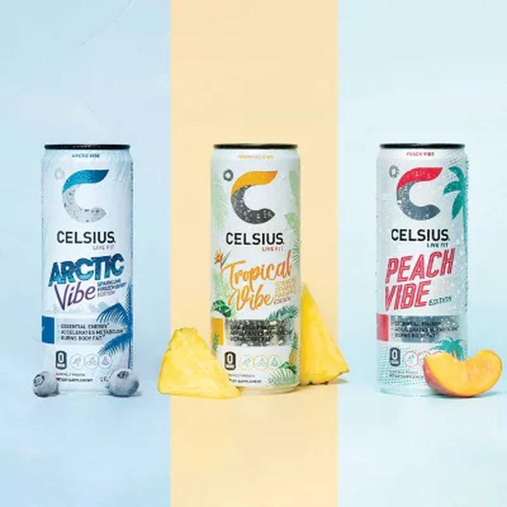 Celsius Essential Energy Sparkling Vibe Variety Pack, 12 Fl. Oz., 18 Pk.