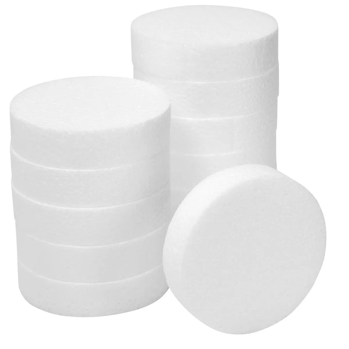 Juvale 12 Pack Foam Circles for Crafts, round Polystyrene Discs for DIY Projects, 4 X 4 X 1 In