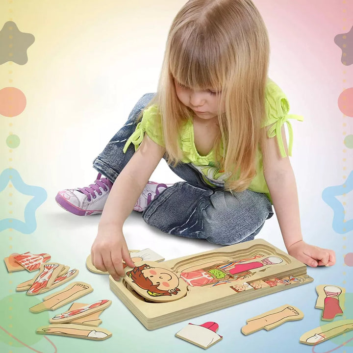 Kidzlane Girl Wooden My Body Puzzle for Toddlers & Kids - 29 Piece Girls Anatomy Puzzle Kid Play Set