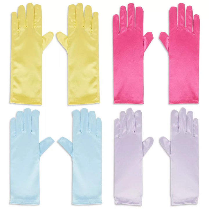 Juvale 4 Pairs of Satin Princess Gloves for Little Girls Dress up Costumes, Tea Party, Birthday, Wedding, Pageant (4 Colors)