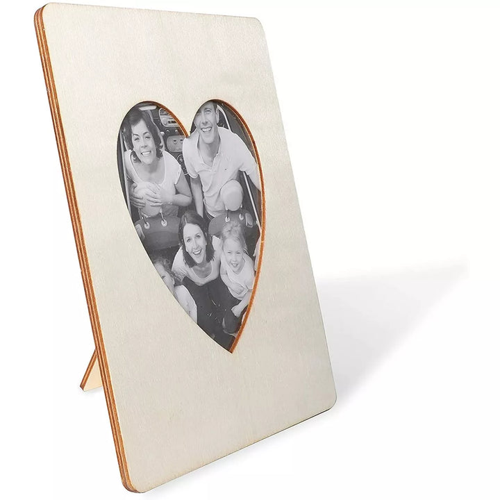 Bright Creations 4 Pack Unfinished Wood Craft Frames for 4 X 6 Photos, Heart