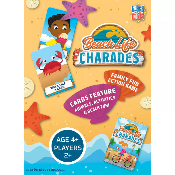 Masterpieces Kids Games - Beach Life - Charades Card Game for Kids.