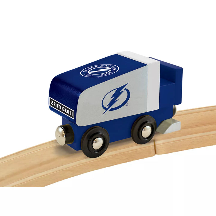 Masterpieces Officially Licensed NHL Tampa Bay Lightning Wooden Toy Zamboni Train Engine for Kids.