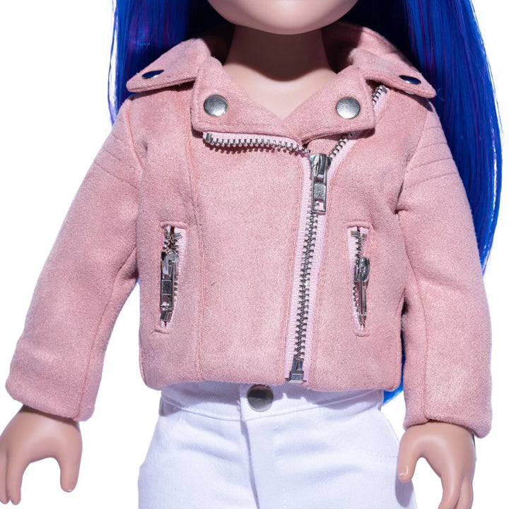 I'M a GIRLY Light Pink Faux Suede Jacket Outfit for 18" Fashion Doll