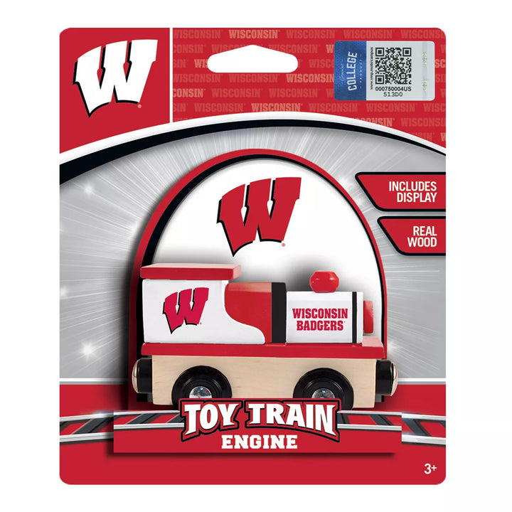 Masterpieces Officially Licensed NCAA Wisconsin Badgers Wooden Toy Train Engine for Kids.