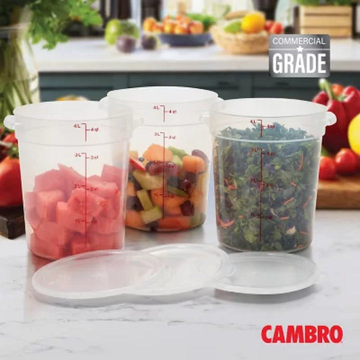 Cambro round Translucent Food Container with Lid (4 Qt.,3 Pk.)