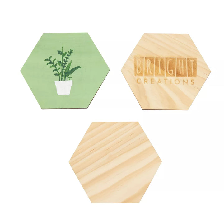 Bright Creations 15 Pack Unfinished Wooden Hexagon Cutouts for Crafts, 1/4" Thick for Wood Burning, Engraving, 4 X 4 In