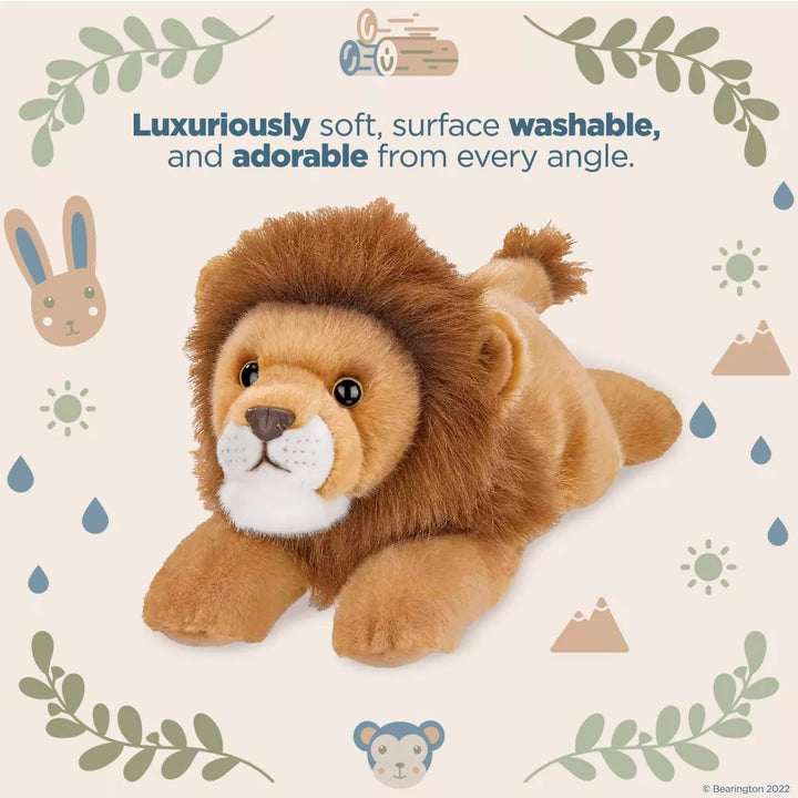 Bearington King the Lion: Realistic Plush Ultra-Soft 14" Long Stuffed Animal Toy Made with Premium Fill and Poseable Limbs