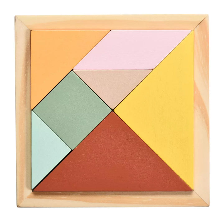 Childlike Behavior Tangram Wooden Puzzle - Brain Teaser Puzzles Block for Kids & Adult