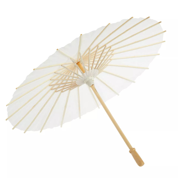 Juvale 6 Pack Small Parasol Paper Umbrellas for Decorations for Kids, Cocktail Party Decor, DIY Crafts, Sun Parasols Photo Props, White, 16 In