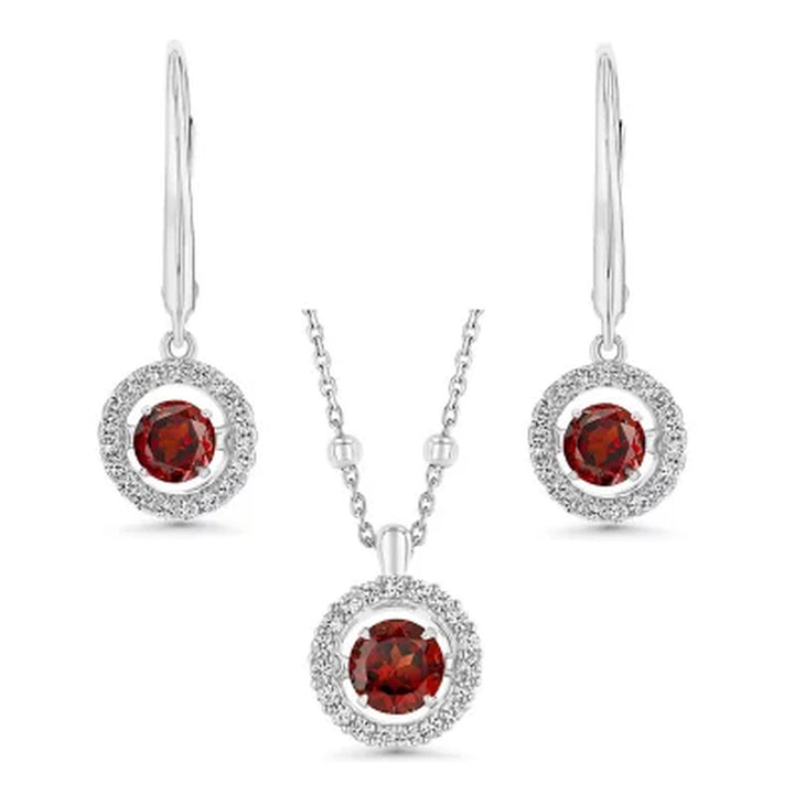 925 Sterling Silver Lab Created Gemstone and White Sapphire Dancing Set