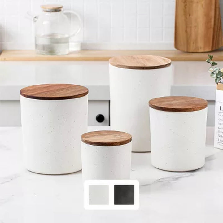 Member'S Mark 4-Piece Canister with Acacia Wood Lid Set (Assorted Colors)