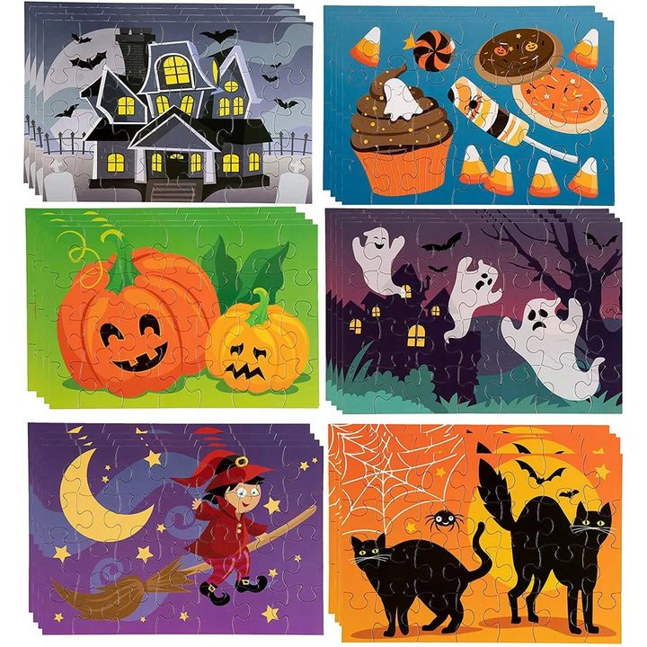 Blue Panda 36 Sheets Halloween Puzzles, 28-Piece Jigsaw Puzzle for Family Spooky Party Favor Toy Gifts, 5.5 X 8 In, 6 Designs