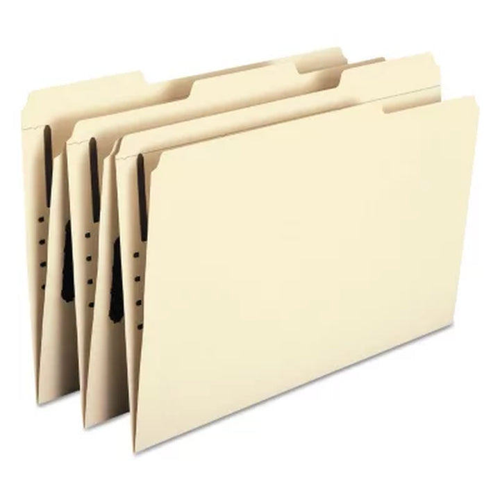 Smead 1/3 Cut Assorted Positions File Folders, One Fastener, Legal, Manila, 50Ct.