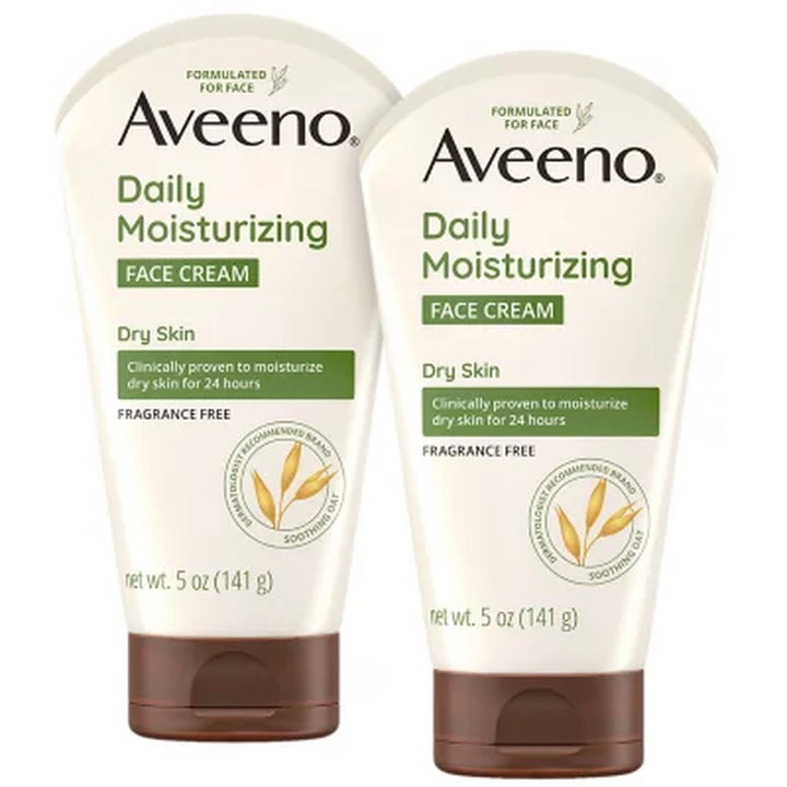 Aveeno Daily Moisturizing Face Cream for Dry Skin, 5 Oz., 2 Pk.