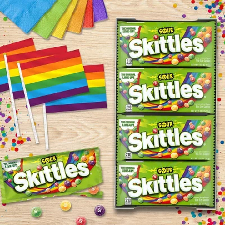 Skittles Sour Fruity Chewy Candy, Full Size, 1.8 Oz., 24 Pk.