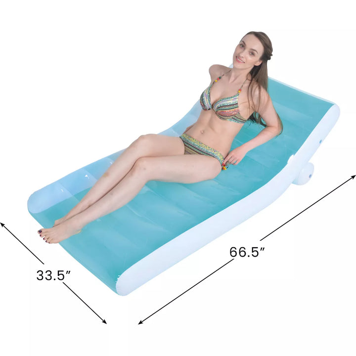 Pool Central 66.5" Blue and White Inflatable Pool Lounger Float