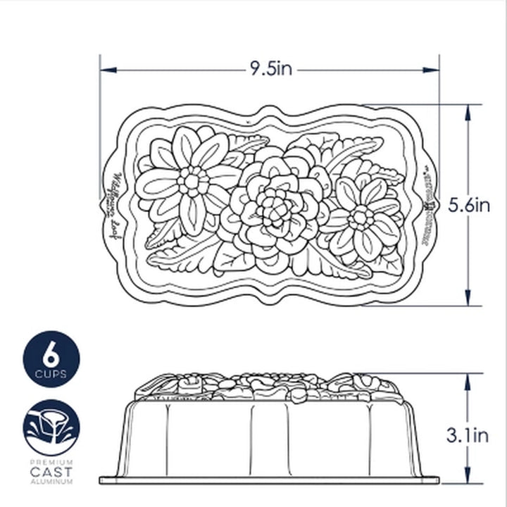 Nordic Ware Toffee Wildflower Loaf Pan with Loaf Keeper