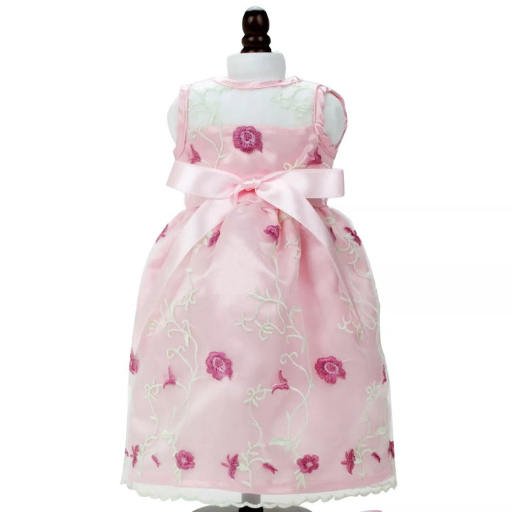 Sophia’S by Teamson Kids Gorgeously Detailed Embroidered Flower Sheer Overlay Fancy Special Occasion Spring Satin Dress for 18” Dolls, Light Pink