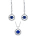 Sterling Silver Dancing Lab Created Blue & White Sapphire Earring and Pendant Set