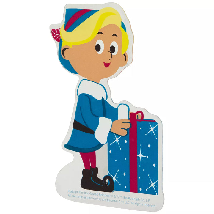 Northlight 7" Hermey with Christmas Present Double Sided Gel Window Cling Decoration