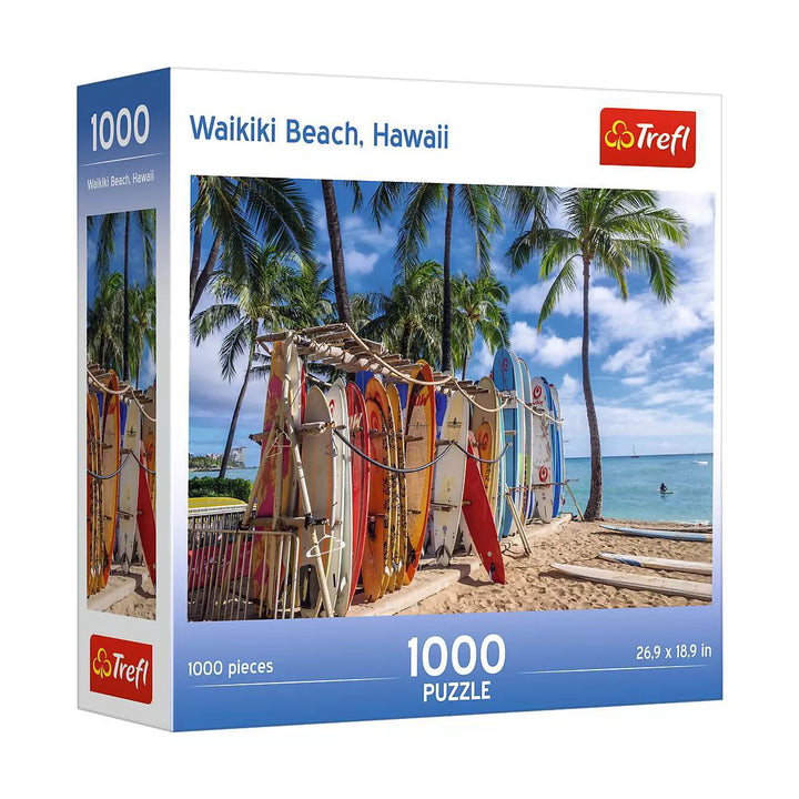 Trefl Waikiki Beach 1000Pc Puzzle: Challenging Brain Exercise, Flax Fiber Structure, Travel & Nature Theme