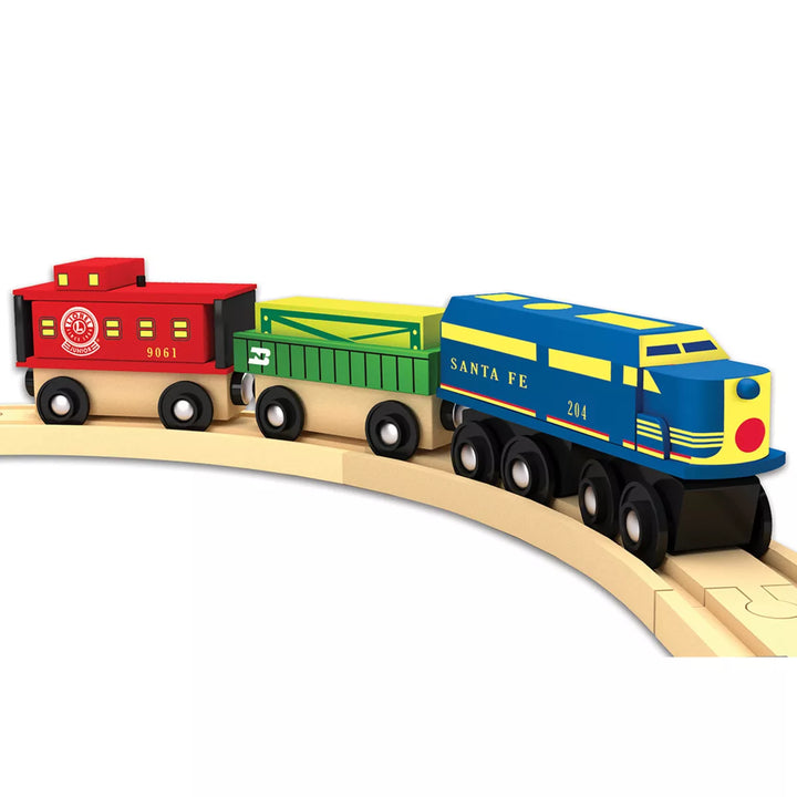 Masterpieces Wood Train Sets - Lionel Santa Fe Cargo 3 Piece Train Set.