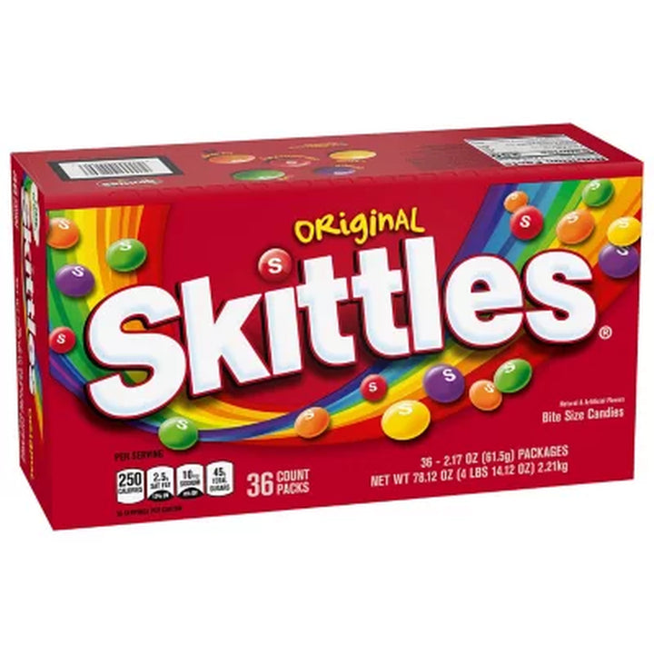 Skittles Original Fruity Chewy Candy, Full Size, 2.17 Oz., 36 Pk.