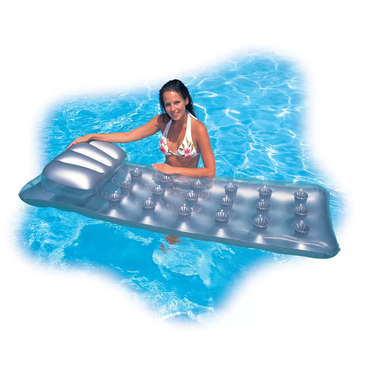 Intex 18-Pocket French Mattress Suntanner Pool Lounger Float W/ Headrest 58894EP