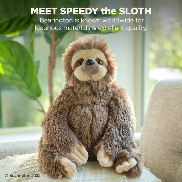 Bearington Speedy Plush Three Toed Sloth Stuffed Animal, 12 Inches